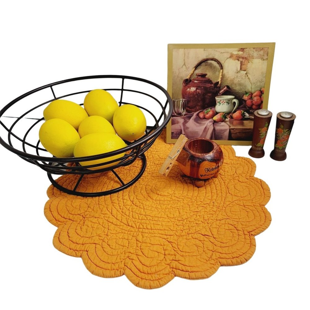 Wood & Orange Curated Vintage Kitchy Lemon Kitchen Bundle